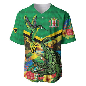 African-American Jamica Personalized Baseball Jersey Hummingbird and Crocodiles Tropical