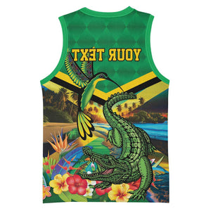 African-American Jamica Personalized Basketball Jersey Hummingbird and Crocodiles Tropical - African Pride