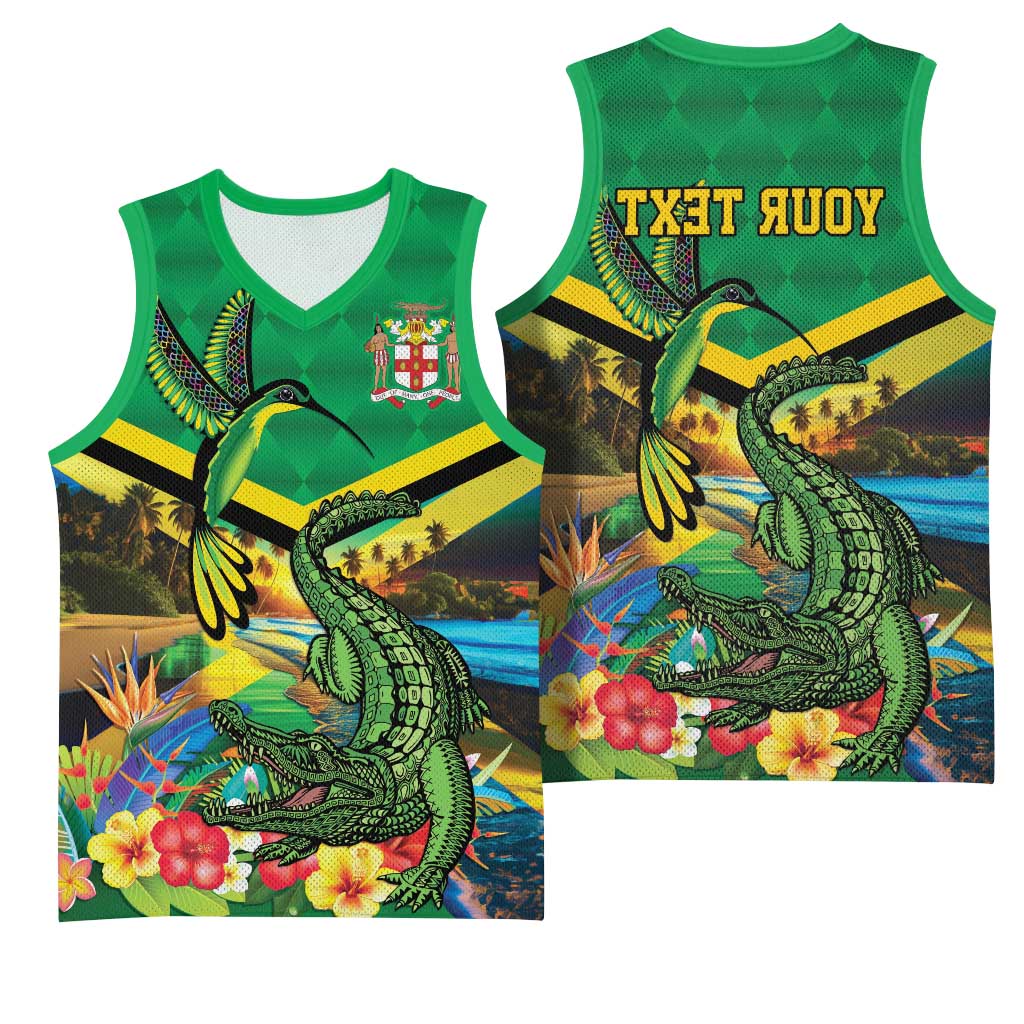 African-American Jamica Personalized Basketball Jersey Hummingbird and Crocodiles Tropical - African Pride