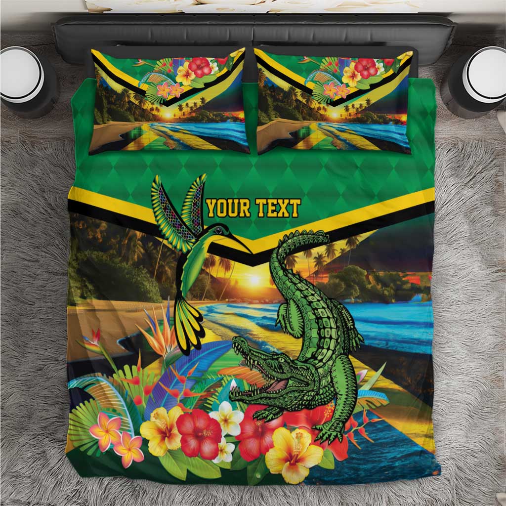 African-American Jamica Personalized Bedding Set Hummingbird and Crocodiles Tropical