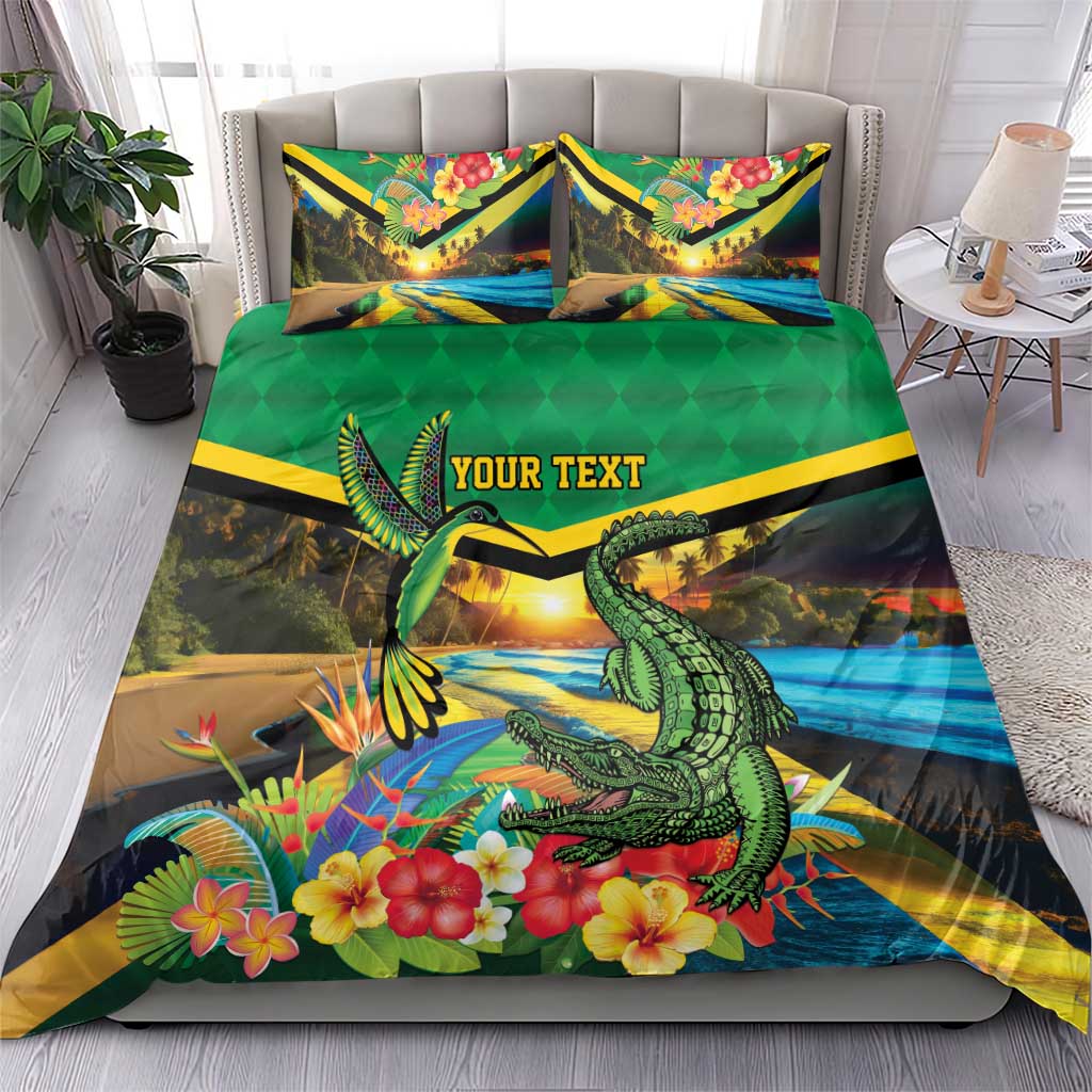 African-American Jamica Personalized Bedding Set Hummingbird and Crocodiles Tropical