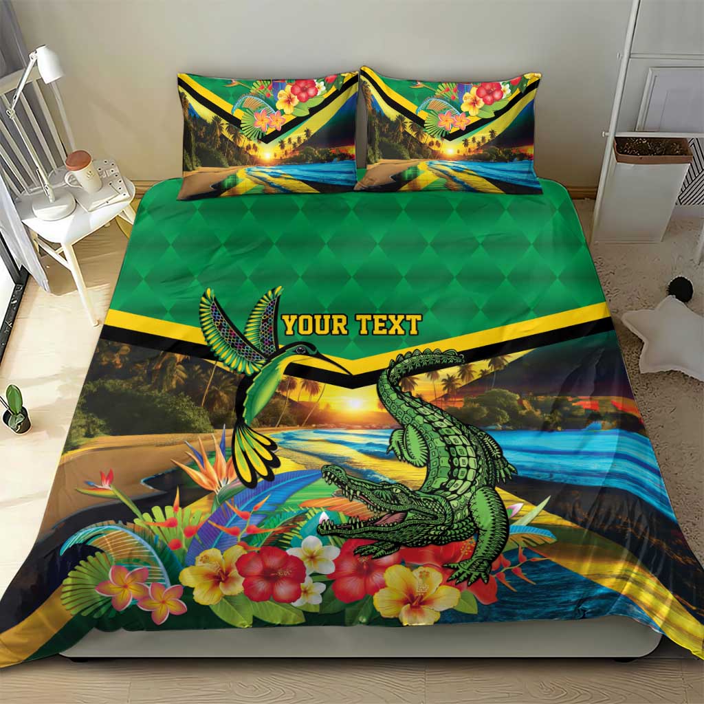 African-American Jamica Personalized Bedding Set Hummingbird and Crocodiles Tropical