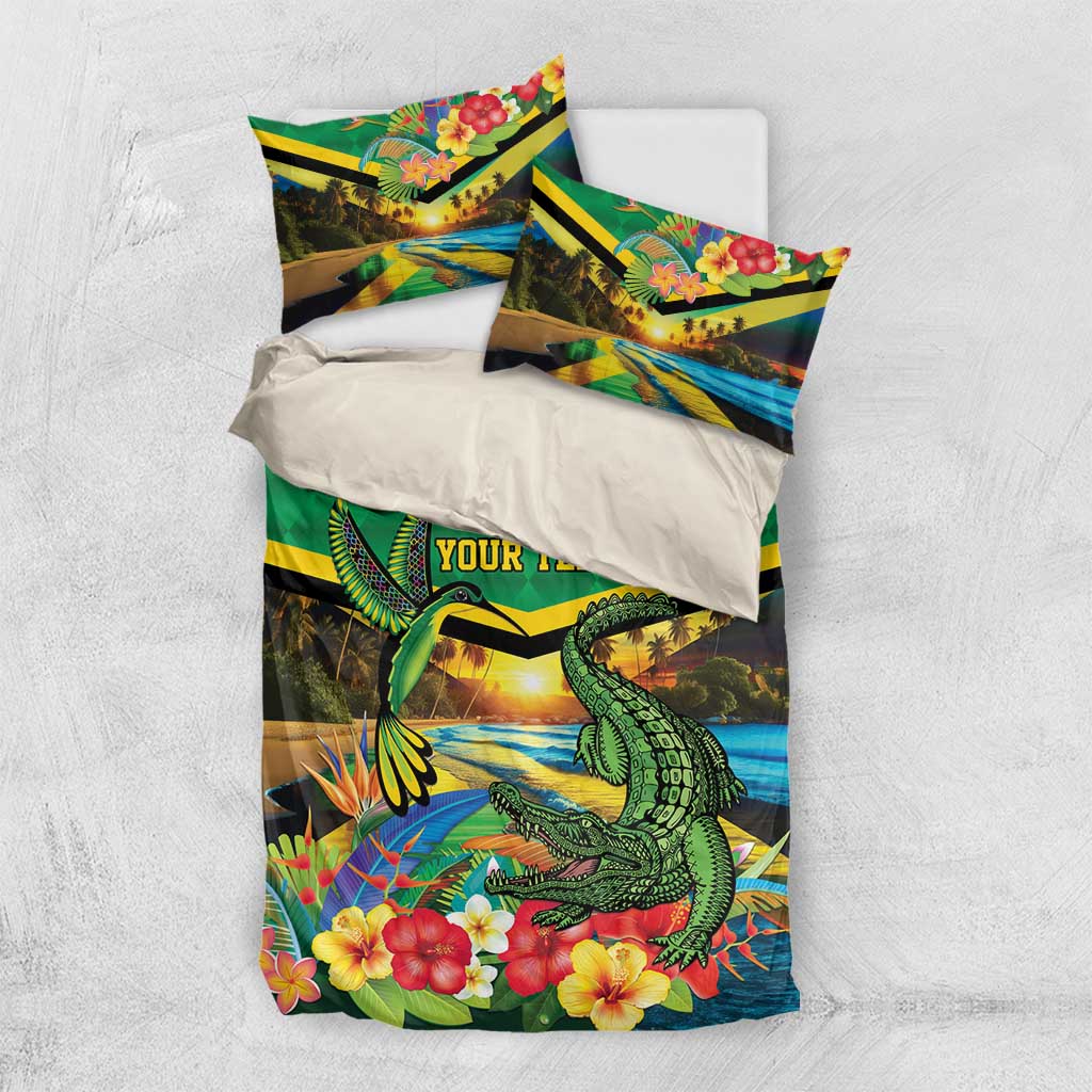 African-American Jamica Personalized Bedding Set Hummingbird and Crocodiles Tropical