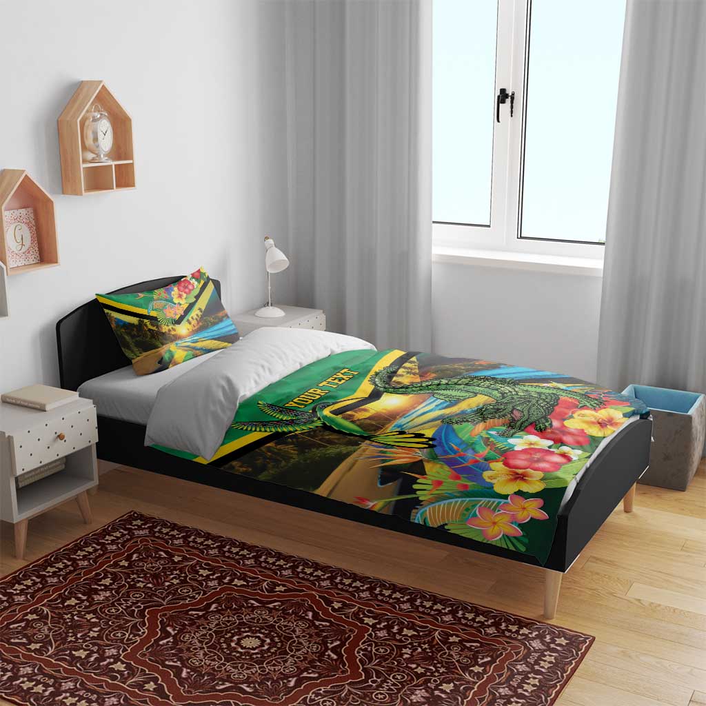 African-American Jamica Personalized Bedding Set Hummingbird and Crocodiles Tropical