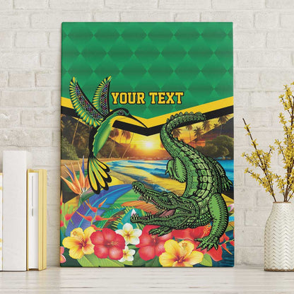 African-American Jamica Personalized Canvas Wall Art Hummingbird and Crocodiles Tropical