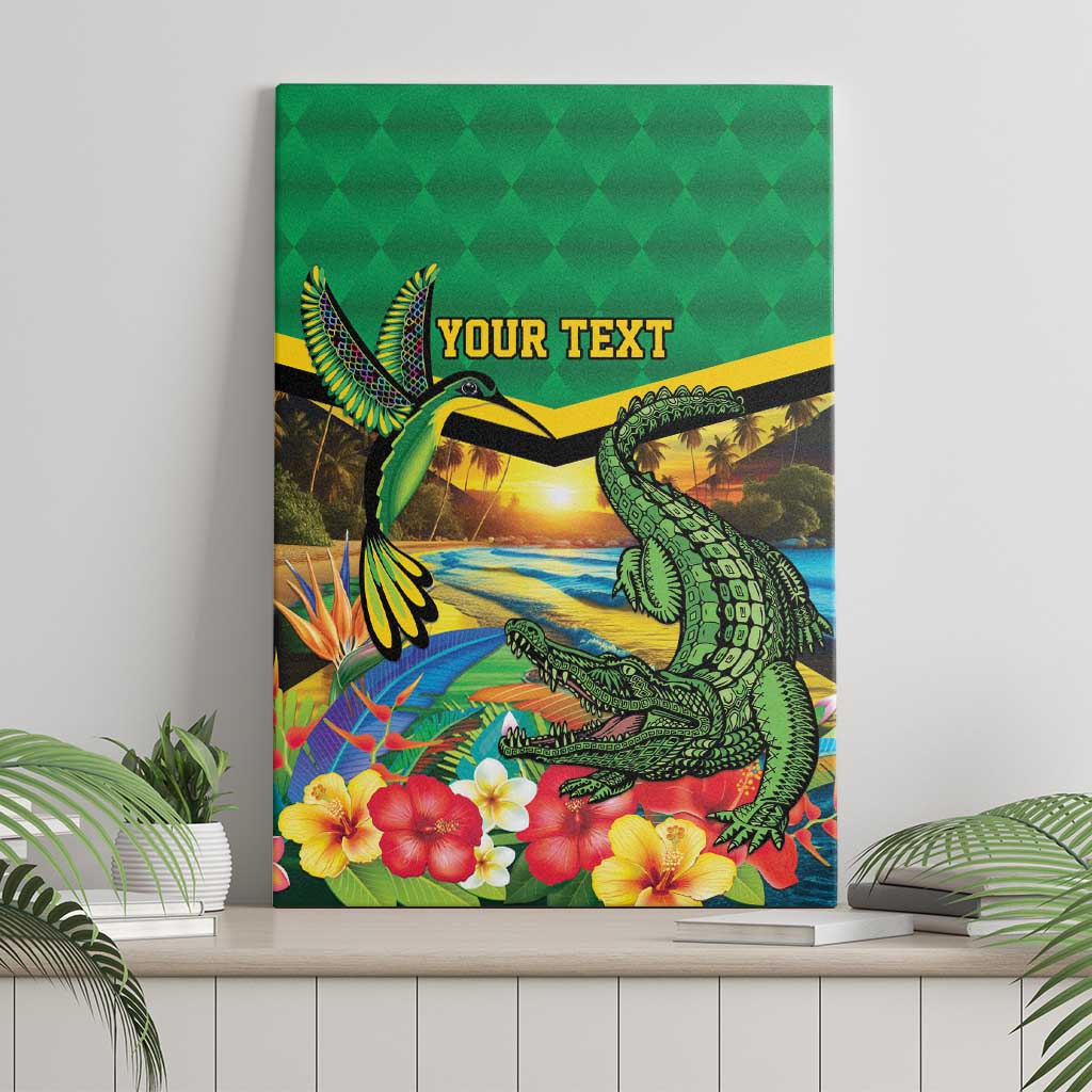 African-American Jamica Personalized Canvas Wall Art Hummingbird and Crocodiles Tropical