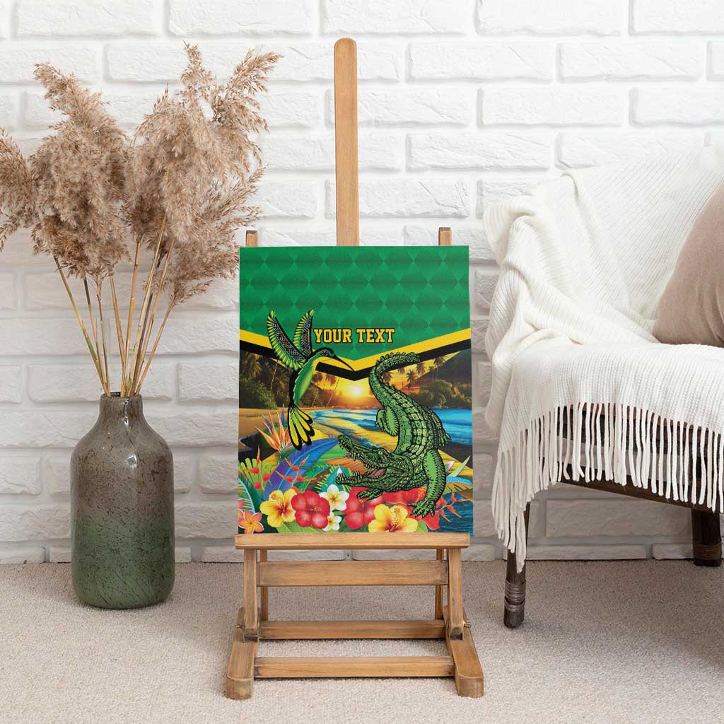 African-American Jamica Personalized Canvas Wall Art Hummingbird and Crocodiles Tropical