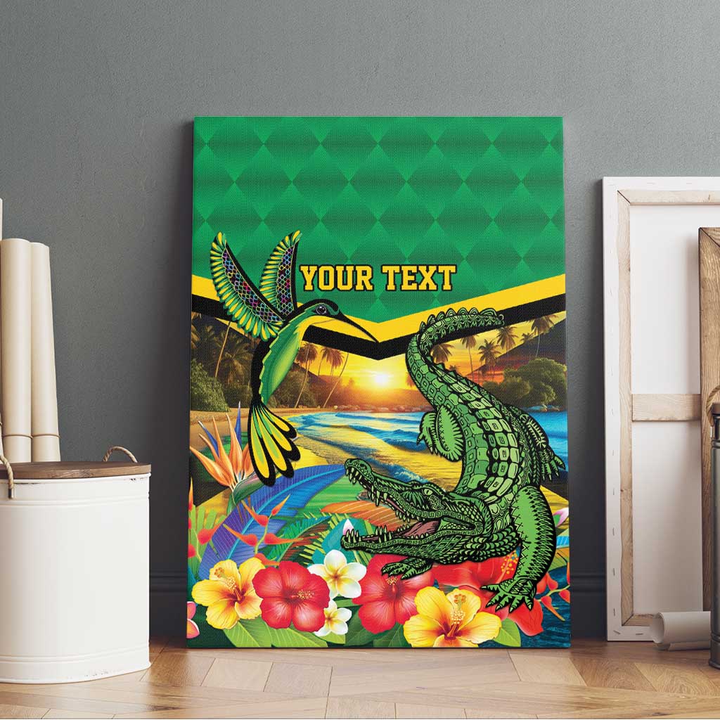 African-American Jamica Personalized Canvas Wall Art Hummingbird and Crocodiles Tropical