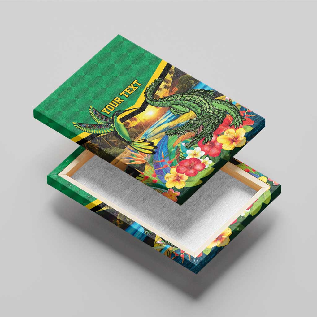 African-American Jamica Personalized Canvas Wall Art Hummingbird and Crocodiles Tropical