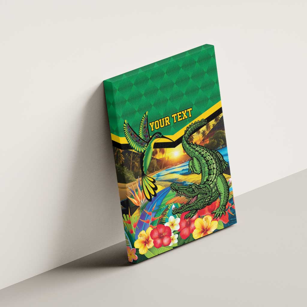 African-American Jamica Personalized Canvas Wall Art Hummingbird and Crocodiles Tropical