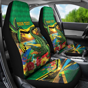 African-American Jamica Personalized Car Seat Cover Hummingbird and Crocodiles Tropical