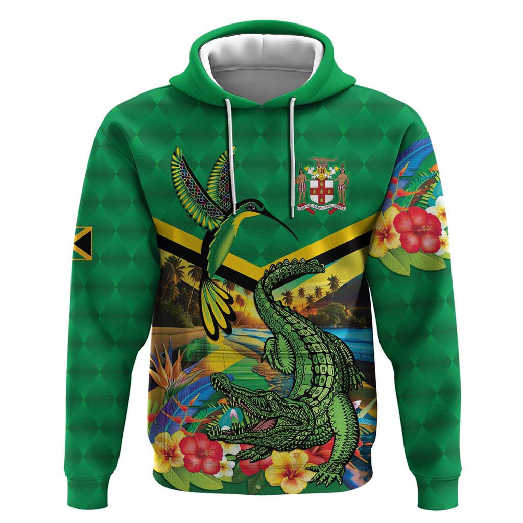 African-American Jamica Personalized Hoodie Hummingbird and Crocodiles Tropical