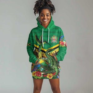African-American Jamica Personalized Hoodie Dress Hummingbird and Crocodiles Tropical