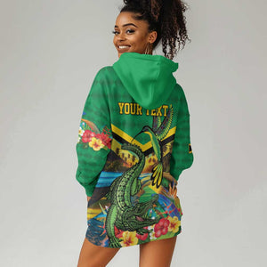 African-American Jamica Personalized Hoodie Dress Hummingbird and Crocodiles Tropical