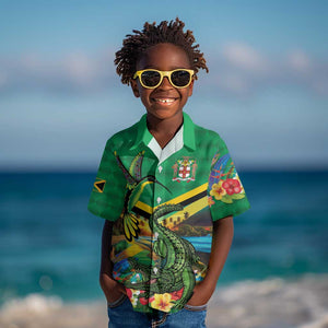 African-American Jamica Personalized Kid Hawaiian Shirt Hummingbird and Crocodiles Tropical