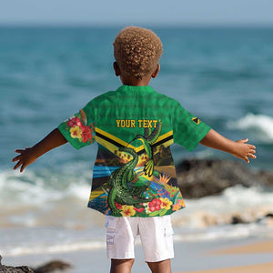 African-American Jamica Personalized Kid Hawaiian Shirt Hummingbird and Crocodiles Tropical