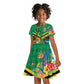 African-American Jamica Personalized Kid Short Sleeve Dress Hummingbird and Crocodiles Tropical