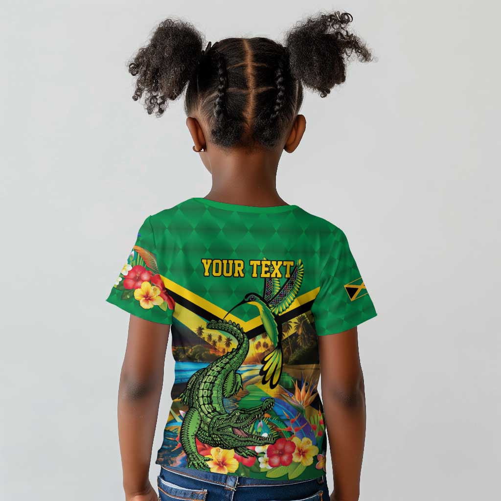 African-American Jamica Personalized Kid T shirt Hummingbird and Crocodiles Tropical