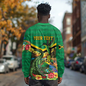 African-American Jamica Personalized Long Sleeve Shirt Hummingbird and Crocodiles Tropical
