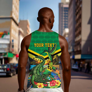 African-American Jamica Personalized Men Tank Top Hummingbird and Crocodiles Tropical