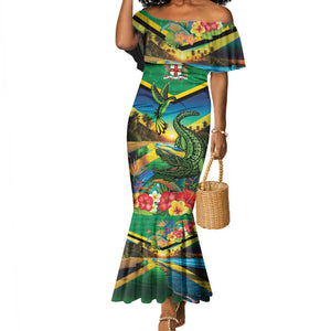 African-American Jamica Personalized Mermaid Dress Hummingbird and Crocodiles Tropical