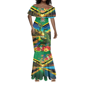 African-American Jamica Personalized Mermaid Dress Hummingbird and Crocodiles Tropical