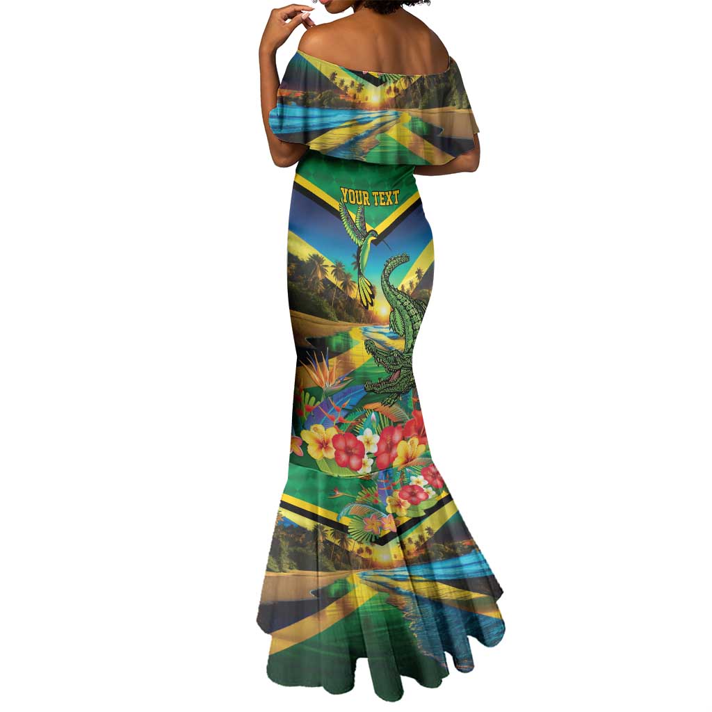 African-American Jamica Personalized Mermaid Dress Hummingbird and Crocodiles Tropical