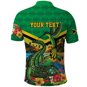 African-American Jamica Personalized Polo Shirt Hummingbird and Crocodiles Tropical