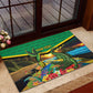 African-American Jamica Personalized Rubber Doormat Hummingbird and Crocodiles Tropical