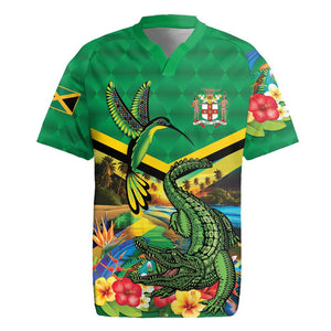 African-American Jamica Personalized Rugby Jersey Hummingbird and Crocodiles Tropical