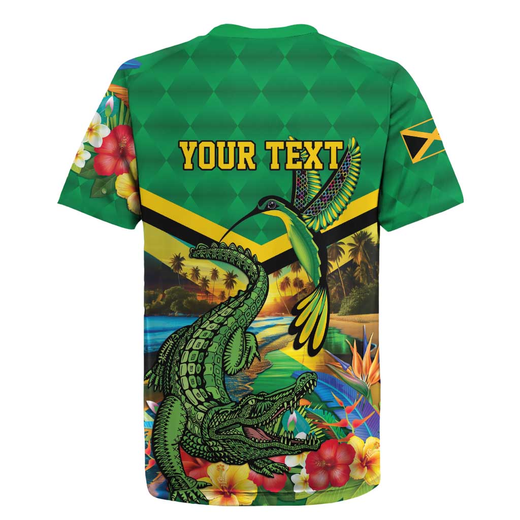 African-American Jamica Personalized Rugby Jersey Hummingbird and Crocodiles Tropical