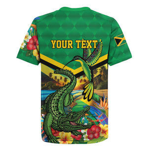 African-American Jamica Personalized Rugby Jersey Hummingbird and Crocodiles Tropical