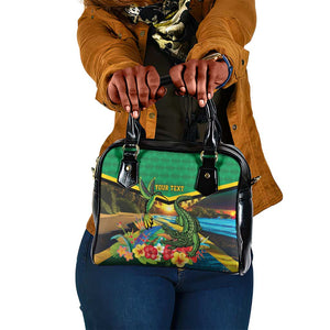 African-American Jamica Personalized Shoulder Handbag Hummingbird and Crocodiles Tropical