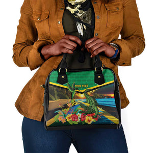 African-American Jamica Personalized Shoulder Handbag Hummingbird and Crocodiles Tropical