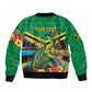 African-American Jamica Personalized Sleeve Zip Bomber Jacket Hummingbird and Crocodiles Tropical