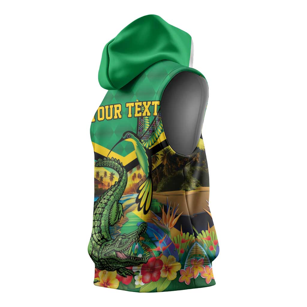 African-American Jamica Personalized Sleeveless Hoodie Hummingbird and Crocodiles Tropical - African Pride