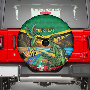 African-American Jamica Personalized Spare Tire Cover Hummingbird and Crocodiles Tropical
