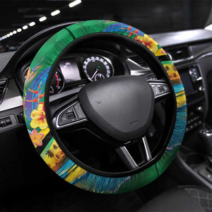 African-American Jamica Steering Wheel Cover Hummingbird and Crocodiles Tropical