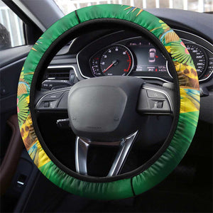 African-American Jamica Steering Wheel Cover Hummingbird and Crocodiles Tropical