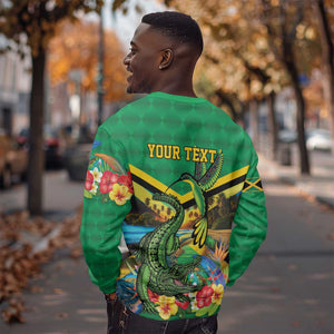 African-American Jamica Personalized Sweatshirt Hummingbird and Crocodiles Tropical