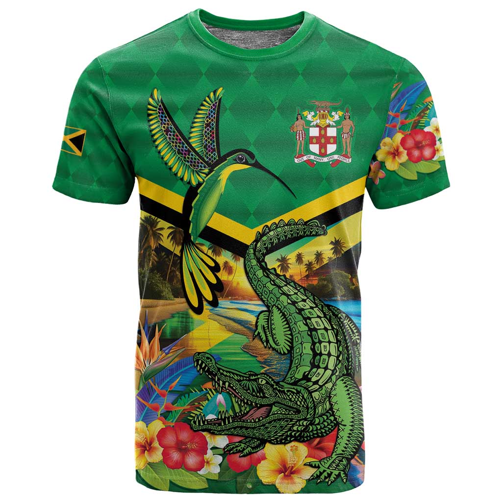 African-American Jamica Personalized T shirt Hummingbird and Crocodiles Tropical