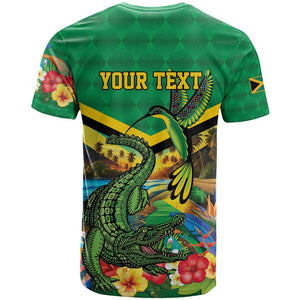 African-American Jamica Personalized T shirt Hummingbird and Crocodiles Tropical