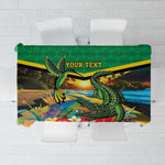 African-American Jamica Personalized Tablecloth Hummingbird and Crocodiles Tropical