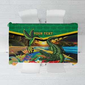 African-American Jamica Personalized Tablecloth Hummingbird and Crocodiles Tropical