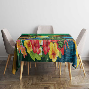 African-American Jamica Personalized Tablecloth Hummingbird and Crocodiles Tropical