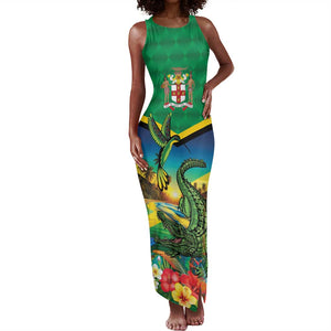 African-American Jamica Personalized Tank Maxi Dress Hummingbird and Crocodiles Tropical