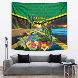 African-American Jamica Personalized Tapestry Hummingbird and Crocodiles Tropical
