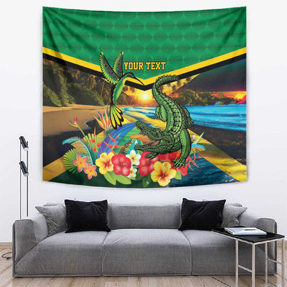 African-American Jamica Personalized Tapestry Hummingbird and Crocodiles Tropical
