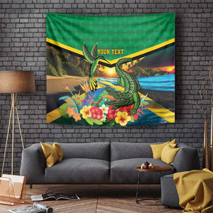 African-American Jamica Personalized Tapestry Hummingbird and Crocodiles Tropical