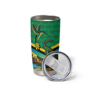 African-American Jamica Personalized Tumbler Cup Hummingbird and Crocodiles Tropical